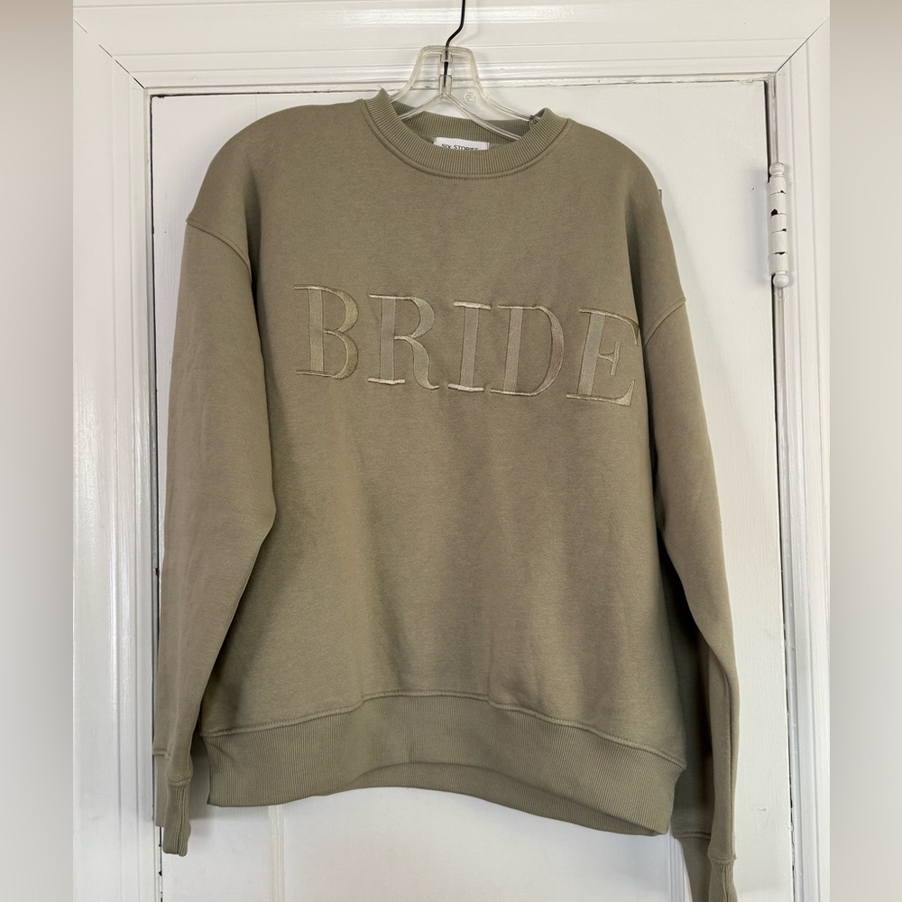 Six Stories 'Bride' statement sweatshirt in sage NWOT - Picture 2 of 5